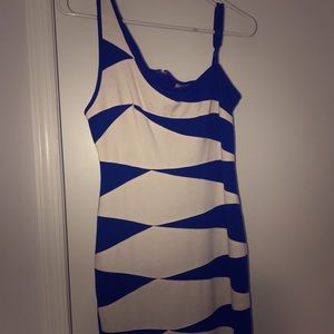 Blue and white body con dress